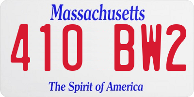 MA license plate 410BW2