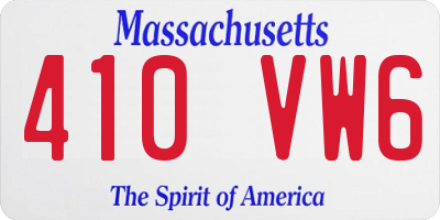 MA license plate 410VW6