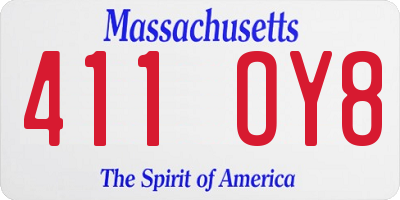 MA license plate 411OY8
