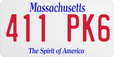 MA license plate 411PK6