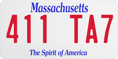 MA license plate 411TA7