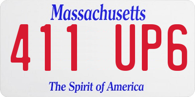 MA license plate 411UP6