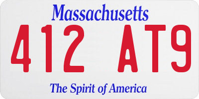 MA license plate 412AT9