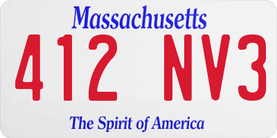 MA license plate 412NV3