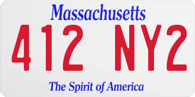 MA license plate 412NY2
