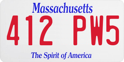 MA license plate 412PW5