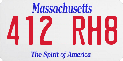 MA license plate 412RH8