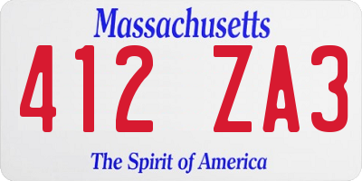 MA license plate 412ZA3