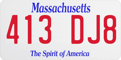 MA license plate 413DJ8