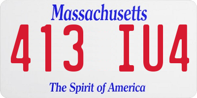 MA license plate 413IU4
