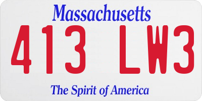 MA license plate 413LW3