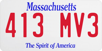 MA license plate 413MV3