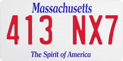 MA license plate 413NX7