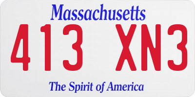 MA license plate 413XN3