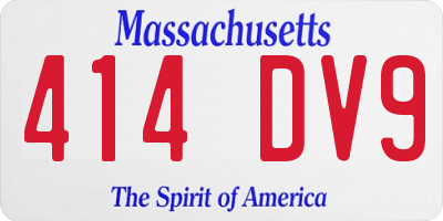 MA license plate 414DV9