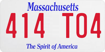 MA license plate 414TO4