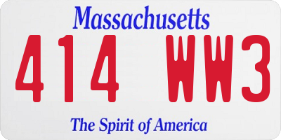 MA license plate 414WW3