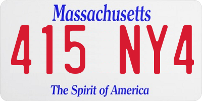 MA license plate 415NY4