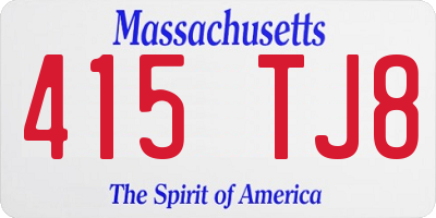 MA license plate 415TJ8