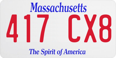 MA license plate 417CX8