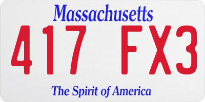 MA license plate 417FX3
