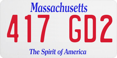 MA license plate 417GD2