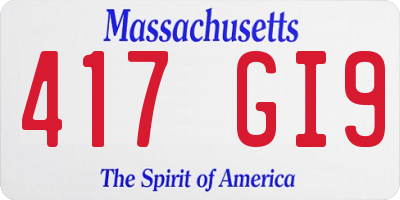 MA license plate 417GI9