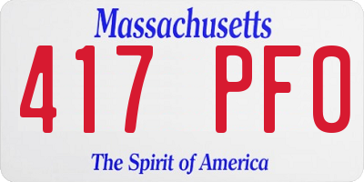 MA license plate 417PF0