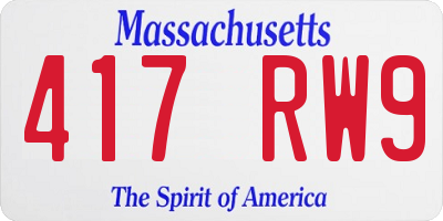 MA license plate 417RW9