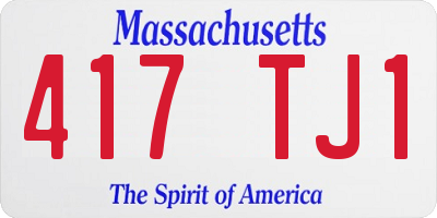 MA license plate 417TJ1