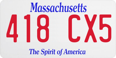 MA license plate 418CX5