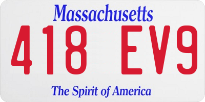 MA license plate 418EV9