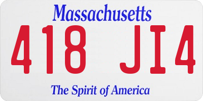 MA license plate 418JI4