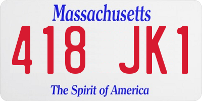 MA license plate 418JK1