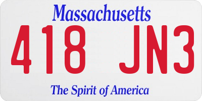 MA license plate 418JN3