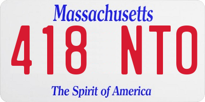 MA license plate 418NT0