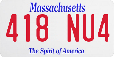 MA license plate 418NU4