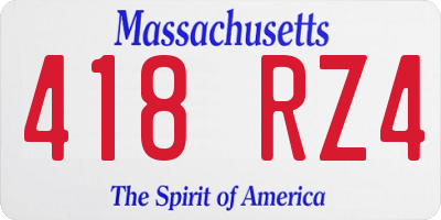 MA license plate 418RZ4