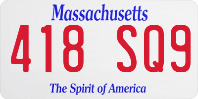 MA license plate 418SQ9
