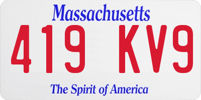 MA license plate 419KV9