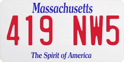 MA license plate 419NW5