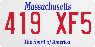 MA license plate 419XF5