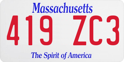 MA license plate 419ZC3