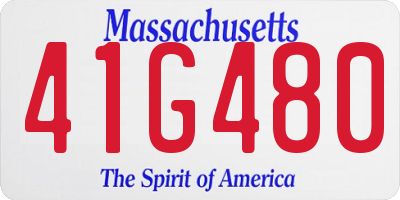 MA license plate 41G480