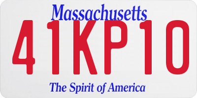 MA license plate 41KP10