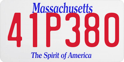 MA license plate 41P380