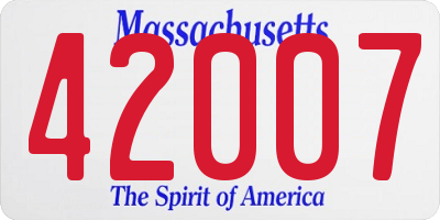 MA license plate 42007