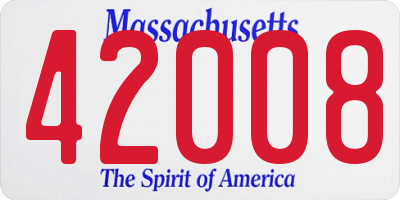MA license plate 42008