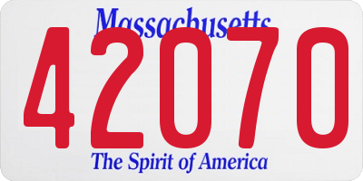MA license plate 42070
