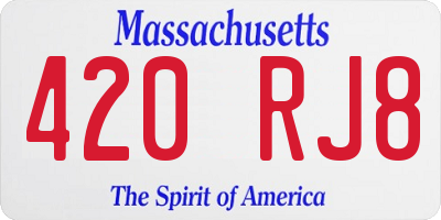 MA license plate 420RJ8